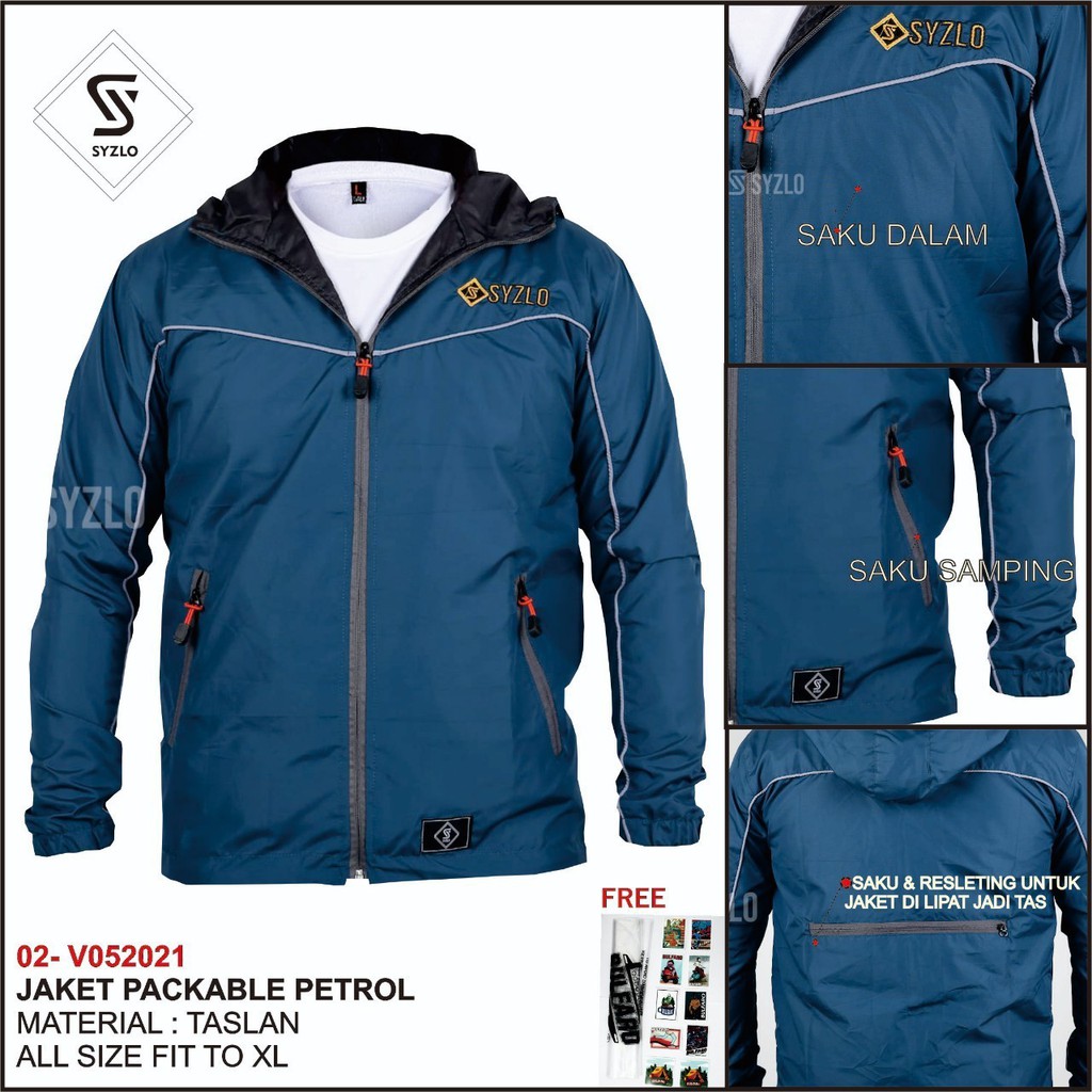 [ COD ] JAKET PRIA PACKABLE / JAKET PARASUT OUTDOR / JAKET PACKABLE / JAKET TASLAN ORIGINAL SYZLO