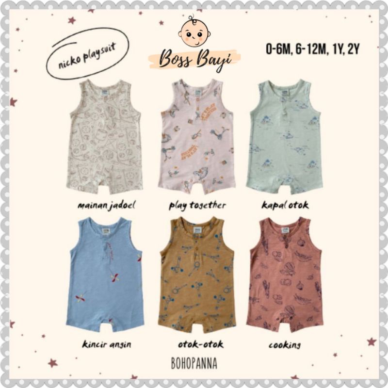 BOHOPANNA - Nicko Playsuit / Jumper Tanpa Lengan Bayi Anak