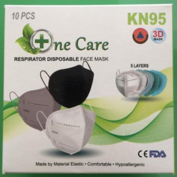 ONE CARE DISPOSABLE FACE MASK 5 PLY KN95 3D MASK - HITAM