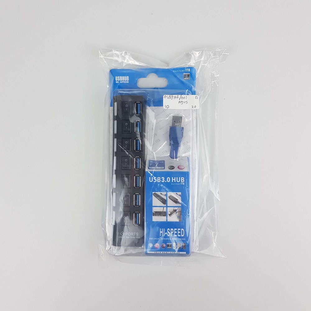 USB Hub 7 Port USB 3.0 High Speed Extender - YRR445 - Black