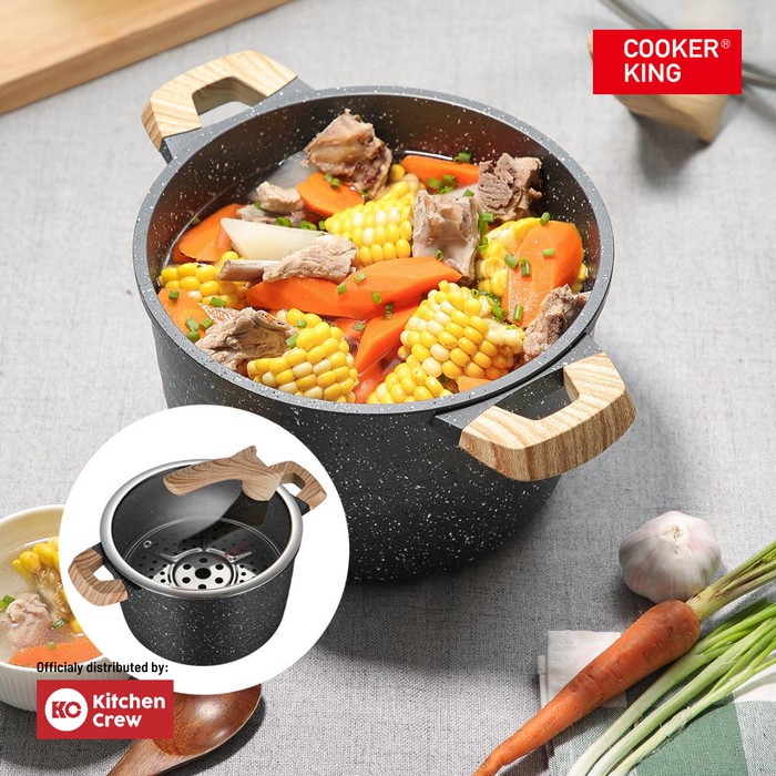 Cooker King Panci Casserole 22cm Non Stick Maifan Stone + Lid