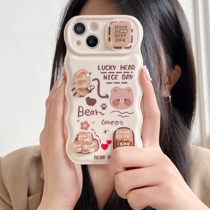 Soft Case Pelindung Kamera Motif Boneka Roti Donat Beruang Untuk IPhone 11 12 13 14 Pro Max