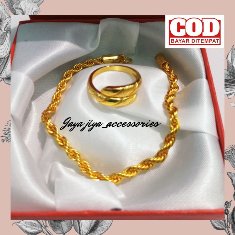 GELANG TANGAN TAMBANG FREE CINCIN ULAR LAPIS EMAS 24K