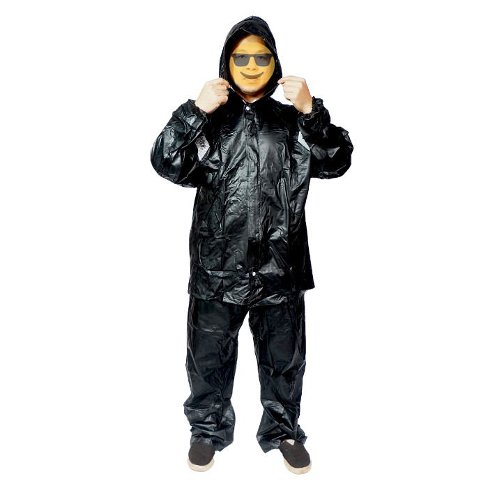 Jas Hujan Setelan Baju Celana Dewasa Tebal Besar Mammoth Hitam Black - Mantel Hujan Jaket Celana Dewasa
