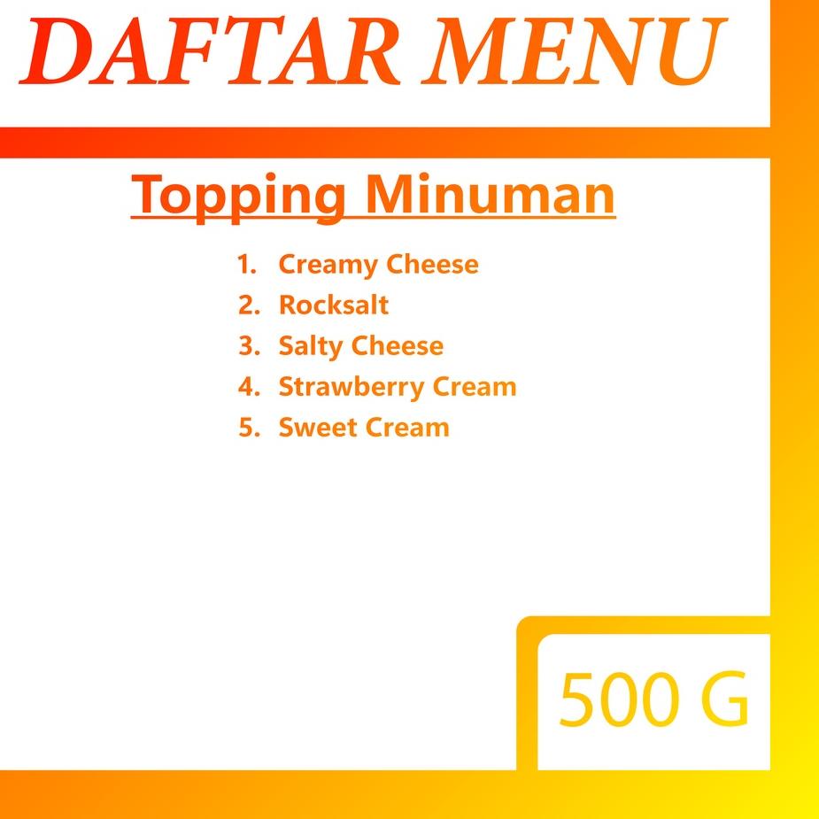 

[KODE D8G9W] FELHAN - Bubuk Topping Minuman / Topping Machiatto All Varian (500 gram)