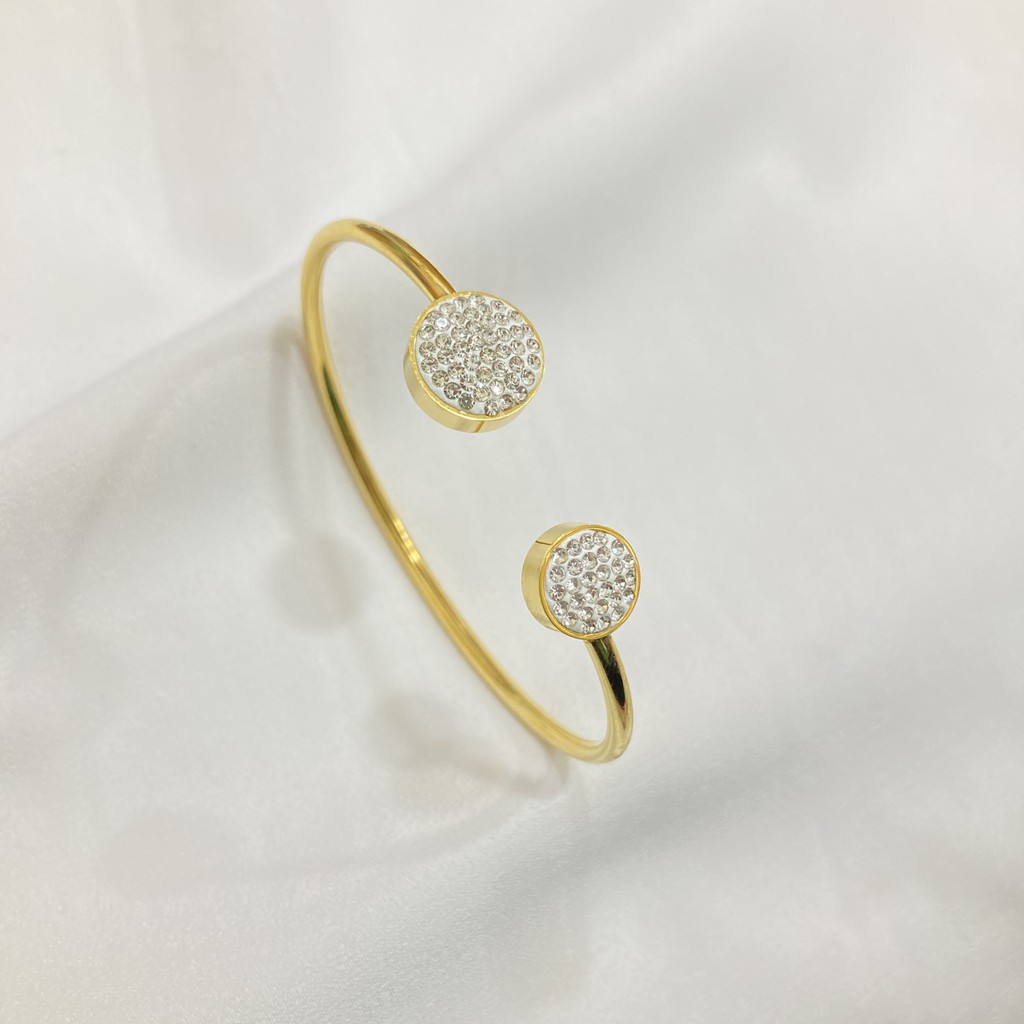 Gelang Titanium Asli Anti Karat Aksesoris Fashion Wanita Korean Style Full Permata Magnet