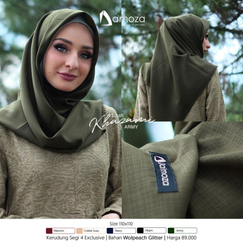 KERUDUNG DAMOZA KRD KHAZAAMI SEGI EMPAT 110 X 110 KHAZAMI