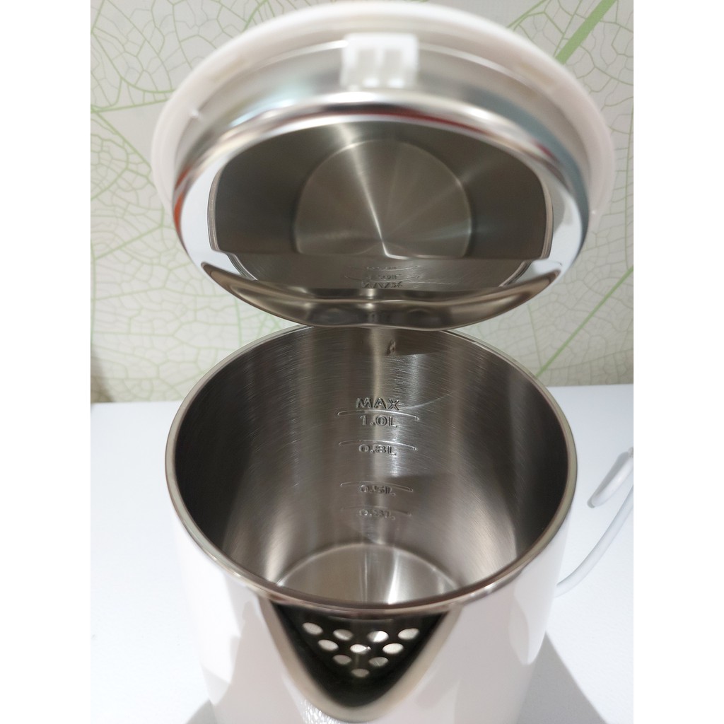 WATER KETTLE DOUBLE WALL 1L / TEKO LISTRIK 800W / WHITE/BLACK