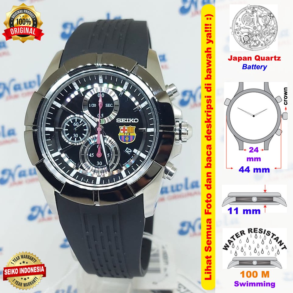 Seiko Quartz SNDE81P1 Chronograph FC Barcelona - Jam Tangan Pria SNDE81