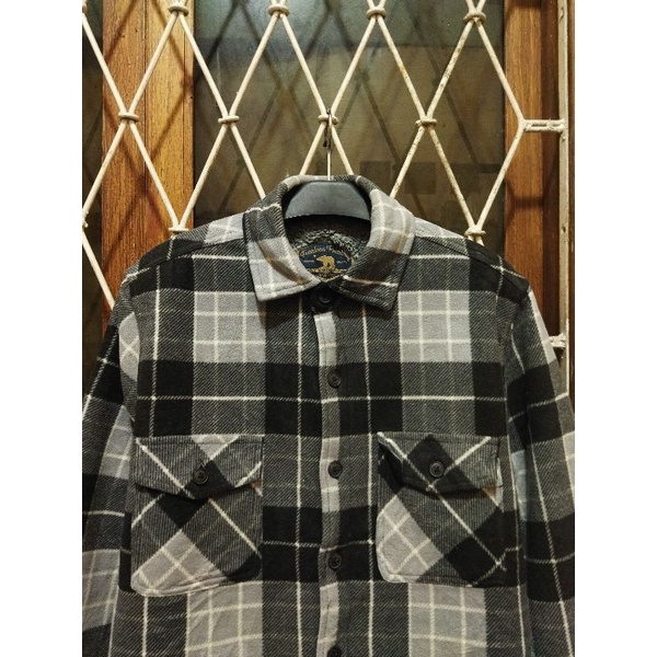 kemeja flannel fleece sherpa second original L kemeja outer semi jaket casual pria murah terlaris