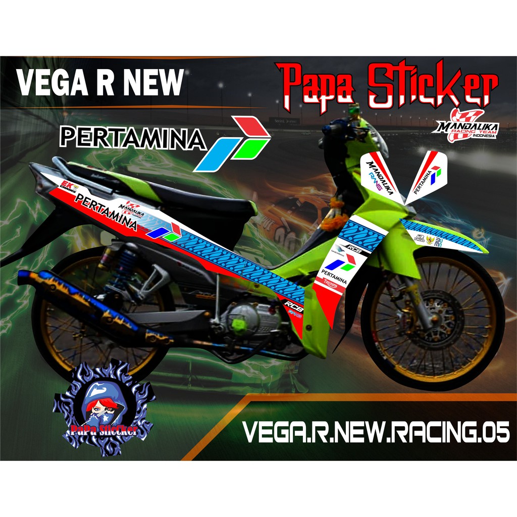 Striping STIKER YAMAHA VEGA R NEW VARIASI STICKER PERTAMINA MANDALIKA ROAD RACE 04
