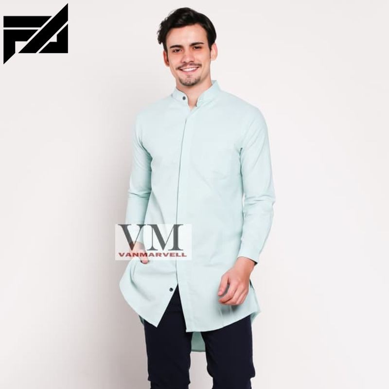 TERBARU VM Gamis Hijau Baju Koko Muslim Panjang - HIJAU MUDA M