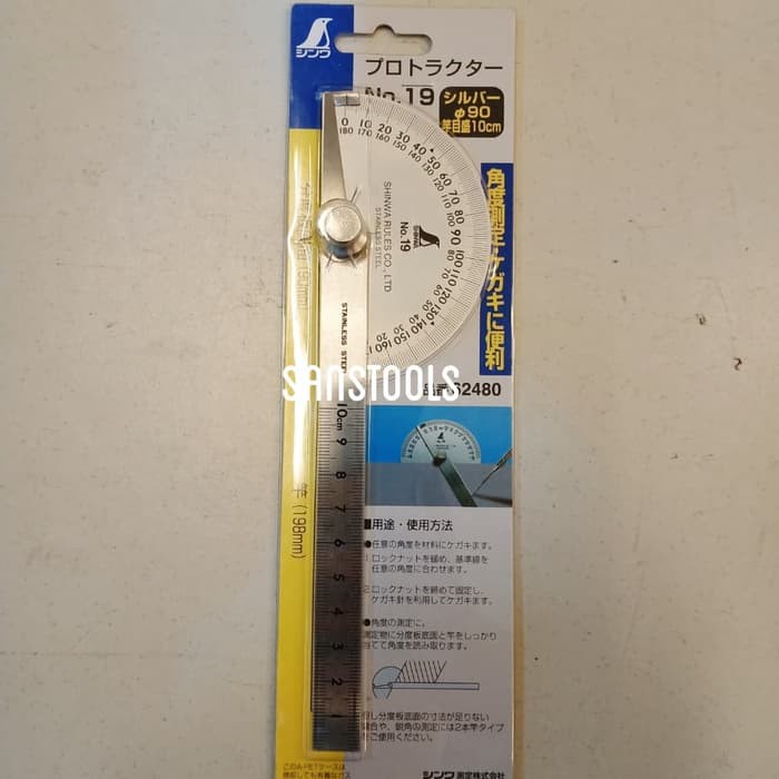 

Shinwa No. 19 penggaris mistar siku busur derajat protractor japan Ori