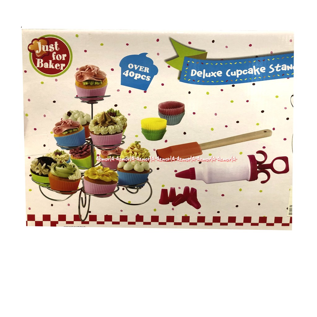 Just For Baker Deluxe Cupcake Stand Playset Mainan Peralatan Membuat Kue Dan Stand Kue