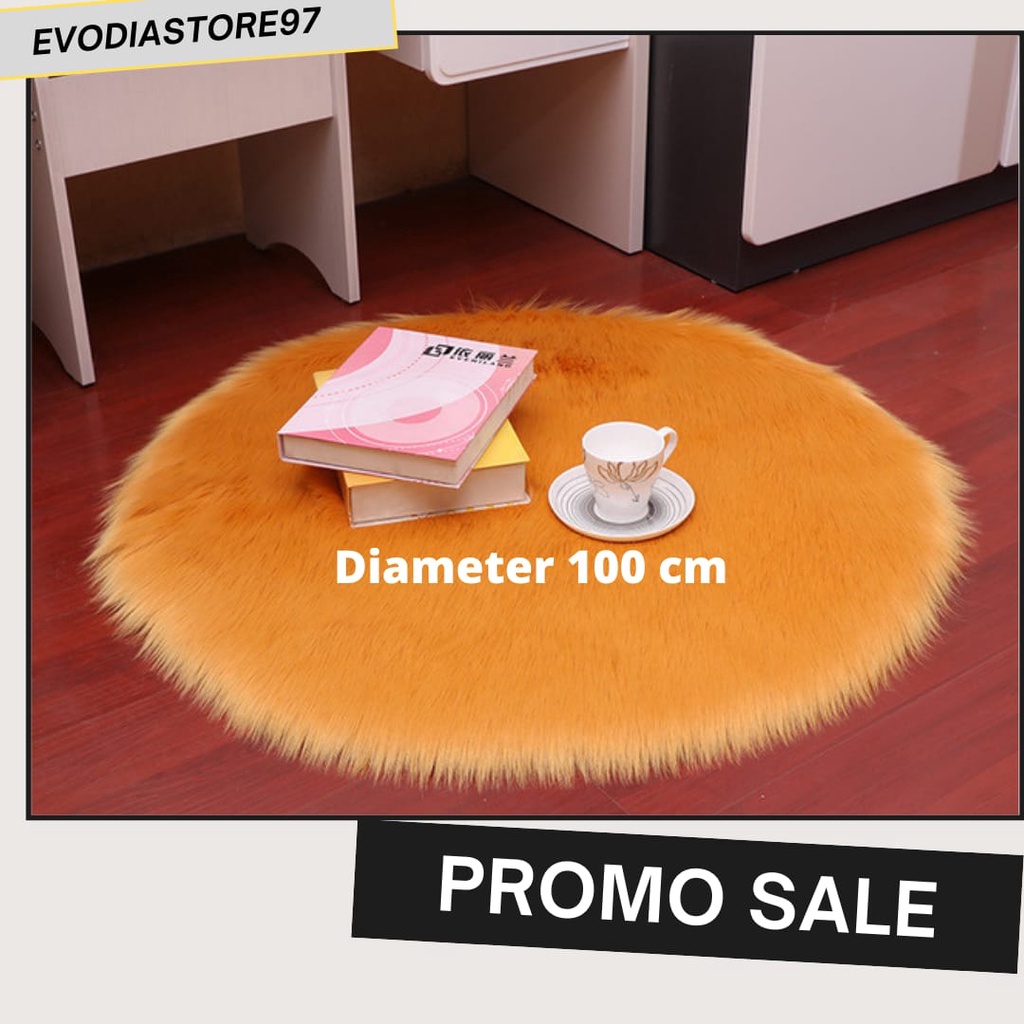 karpet bulu korea bulat 100 cm murah  karpet warna putih alas foto bayi keset bulu taplak meja