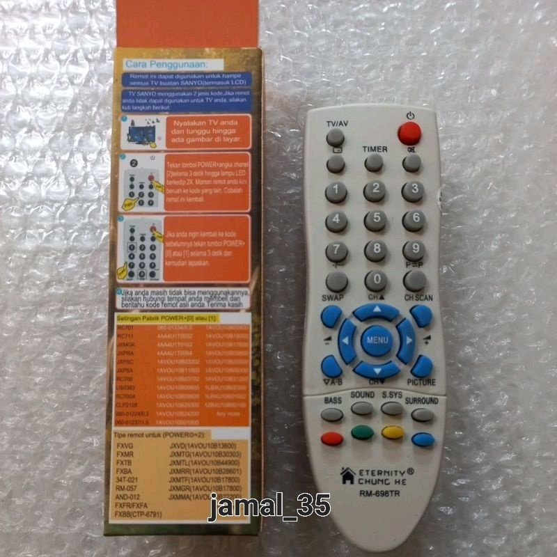 REMOTE REMOT TV SANYO LCD LED TABUNG SLIM FLAT MULTI KHUSUS TV SANYO