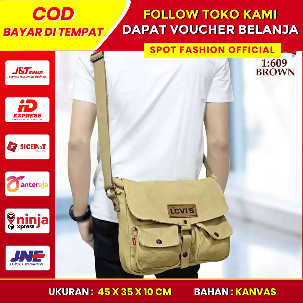 Tas selempang kuliah pria levis premium original import murah terbaru keren kekinian