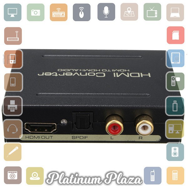 HDMI to HDMI + Optical SPDIF + RCA Audio Extractor Converter - AY6`HPEH6Z- Black