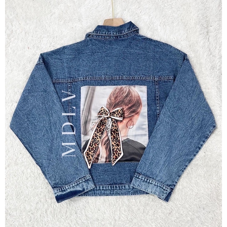 Jaket Jeans Leopard Ribbon Jeans Premium Jaket Jeans Import Good Quality Women Jeans Jaket Fashion Import