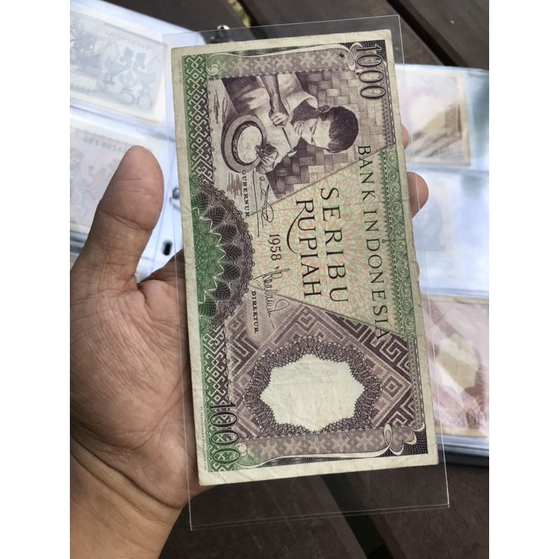 Uang Kuno 1000 Rupiah 1958 Pekerja VF Plus Original