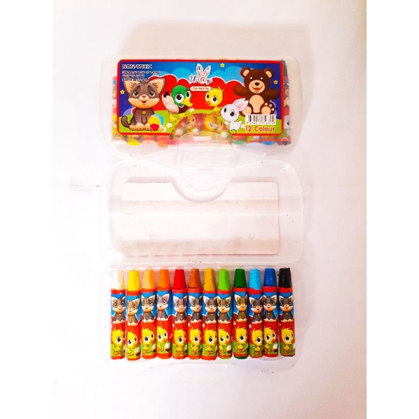 CRAYON 12 WARNA OIL PASTEL ANIMAL NON TOXIC/SOUVENIR ULTAH