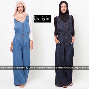 set jumpsuit denim celana kulot 2 warna (set hermes jeans VL)