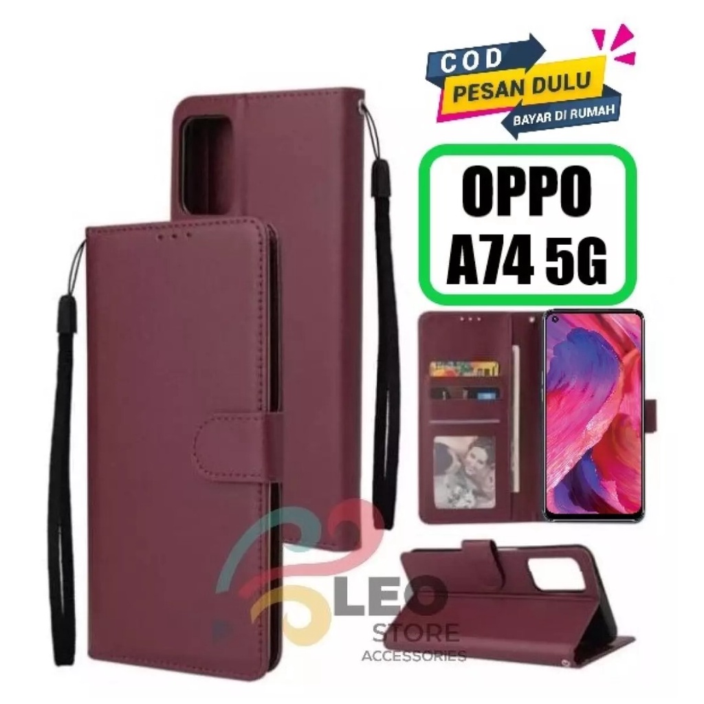 DOMPET HP UNTUK OPPO A74 (5G) 2021 NEW LEATHER FLIP CASE OPPO A74 (5G) 2021 NEW