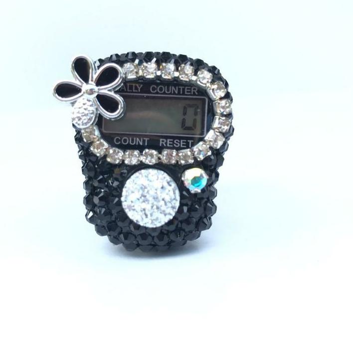 ≅ HITAM CHAIN BUNGA Tasbih digital swarovski diamond tasdig non LED mahar cantik souvenir umrah  