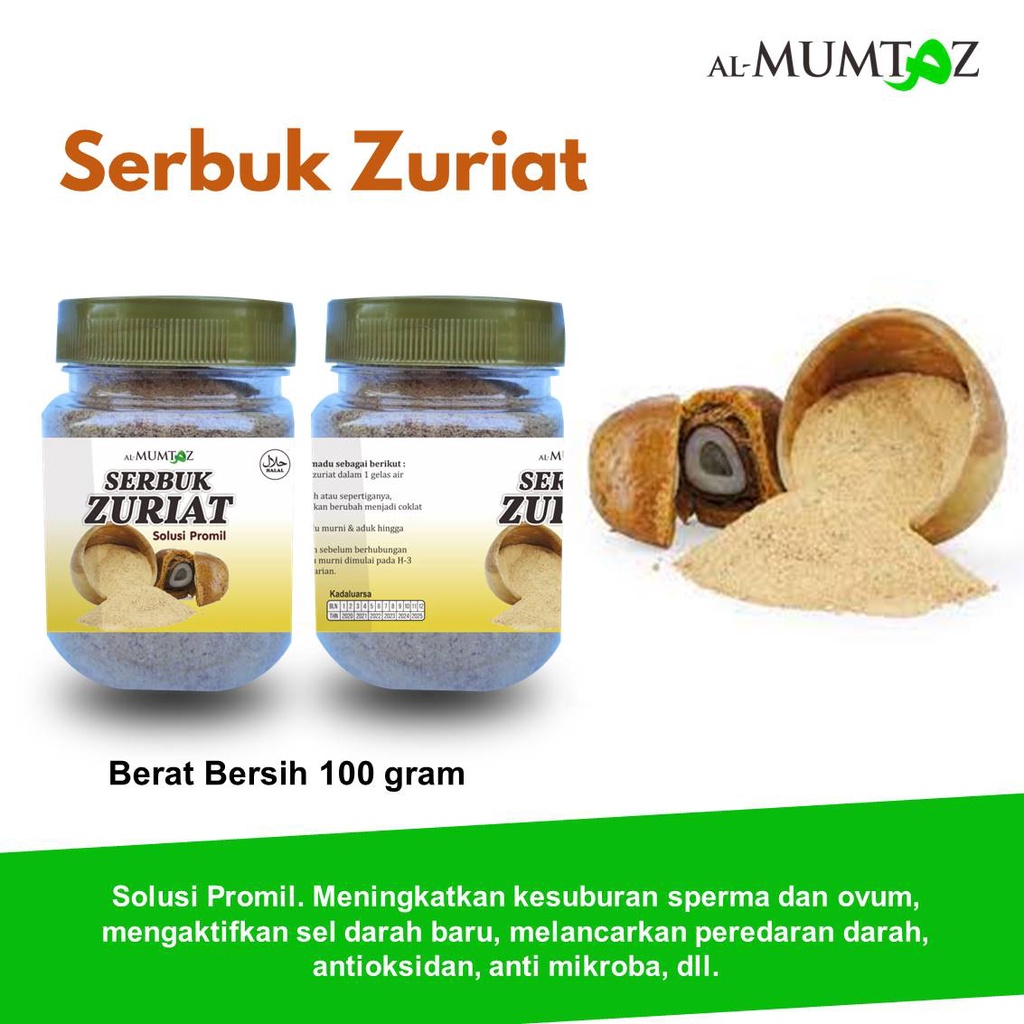 

Serbuk Zuriat Promil Bubuk Penyubur Kandungan Bubuk Zuriyat Doum Murni AlMumtaz