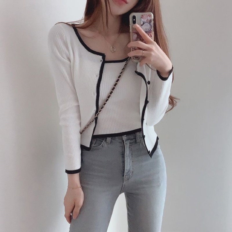 ONE SET 2IN1 CARDIGAN OUTER KNIT BEBE IMPORT WANITA MX970