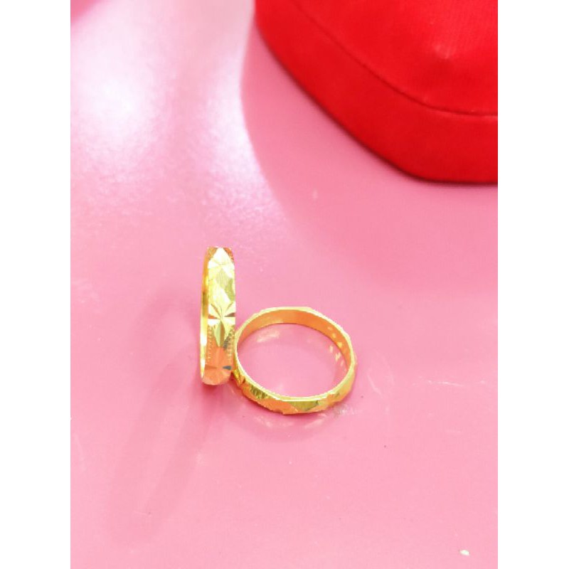 CINCIN UKIR MODEL EMAS 24 ( PERAK 925 ) LAPIS EMAS KUNING