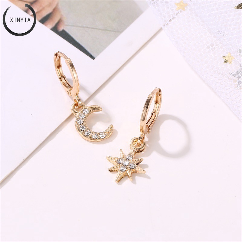 Anting Berlian Asimetri Planet Bulan Bintang Korea