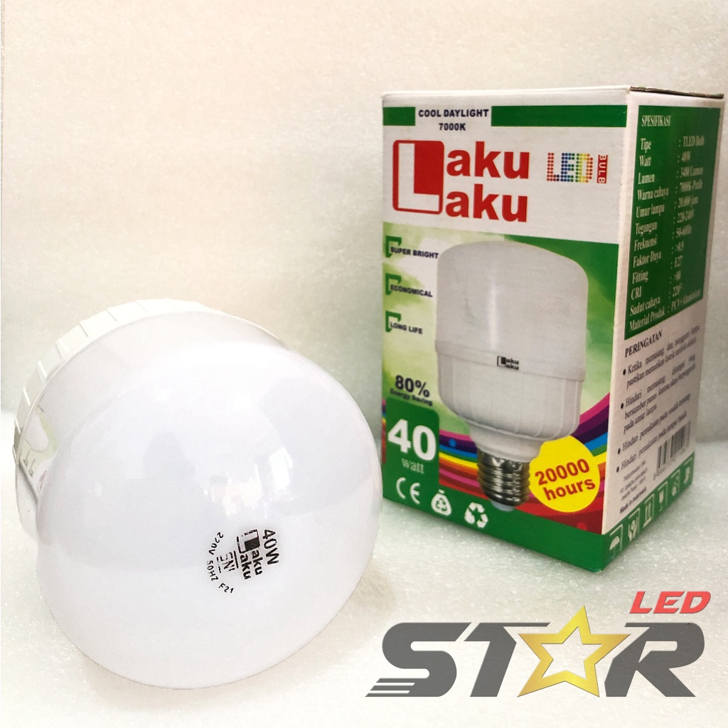 LAKU LAKU Bulb T LED 40W Lampu Bohlam Tabung Murah Hemat Energi Irit Listrik 40 WATT Termurah Terlaris Star