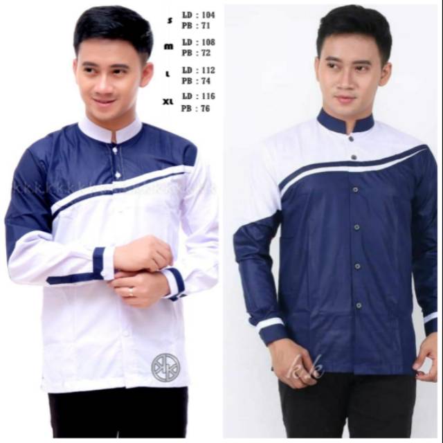 BAJU KOKO MOTIF SLEMPANG KOKO PUTIH BIRU KOKO TERBARU KOKO GUS AZMI KOKO MODERN MURAH KOKO GUS AZMI