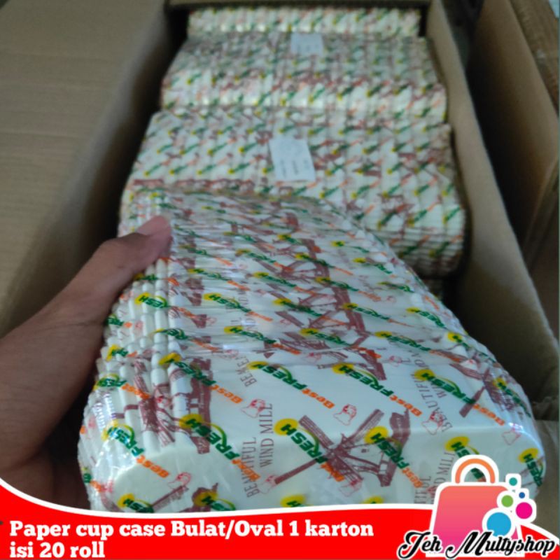 Paper cup case Bulat 7cm / 8 cm/ 9cm / Oval 1 karton/ cup roti isi 20 roll (4000 pcs)