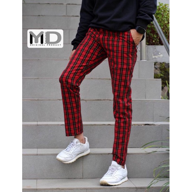 BIGSIZE - JUMBO - Celana Tartan Pria Bahan Semi Woll/ Celana Panjang Pria Kotak Kotak Premium