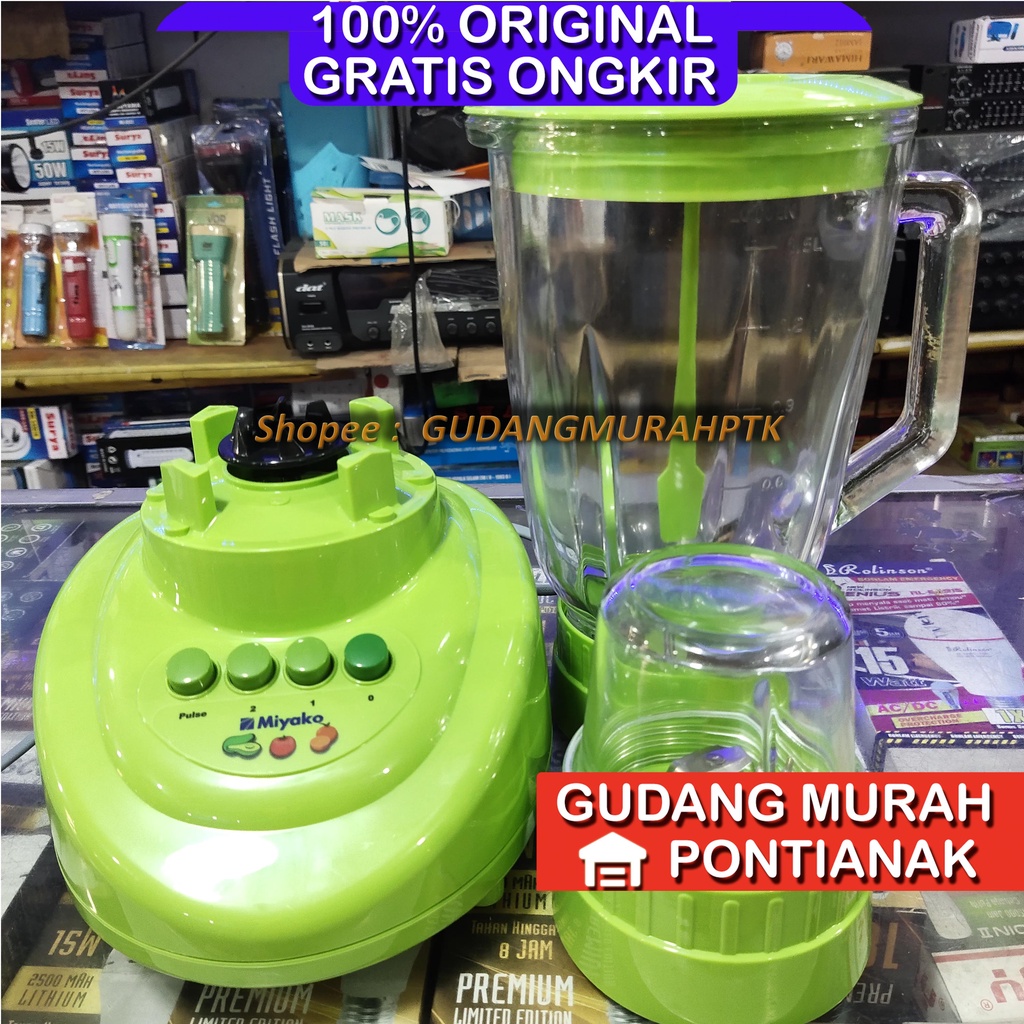 Blender Kaca 2in1 Miyako 1,5 Liter BL- 151 GF (BIG CONTAINER) lengkap pelumat basah dan kering
