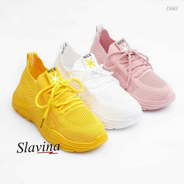  IMPORT SEPATU  WANITA  Slavina D663 Sneaker  Thunder 