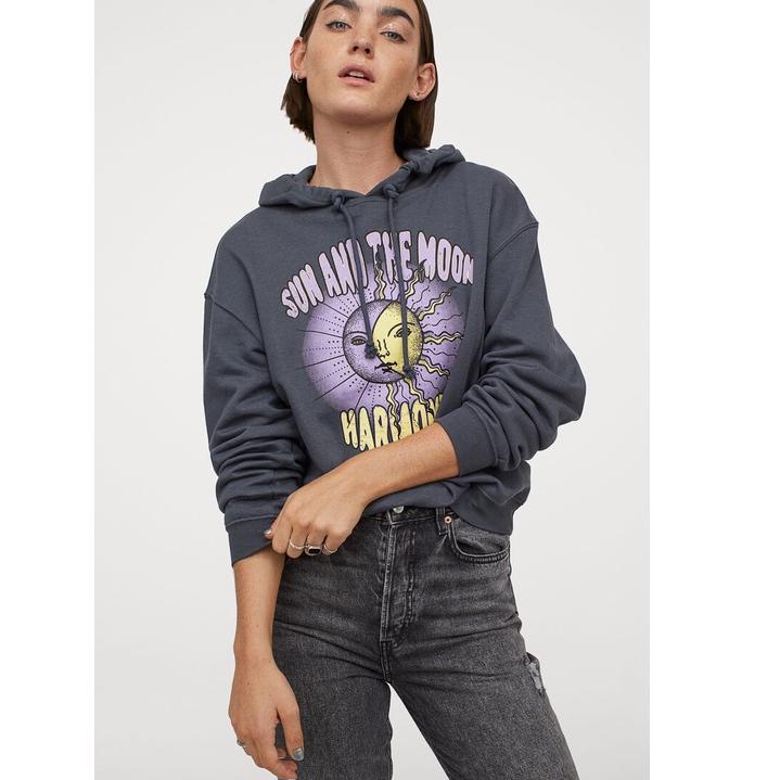 Paling Disukai.. Hoodie H&M Sun And The Moon Original hnm Hoodie sun and the moon grey