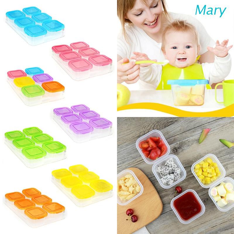 Mary Children Baby Food Container Refrigerator Freezing Cubes with Tray Storage Box