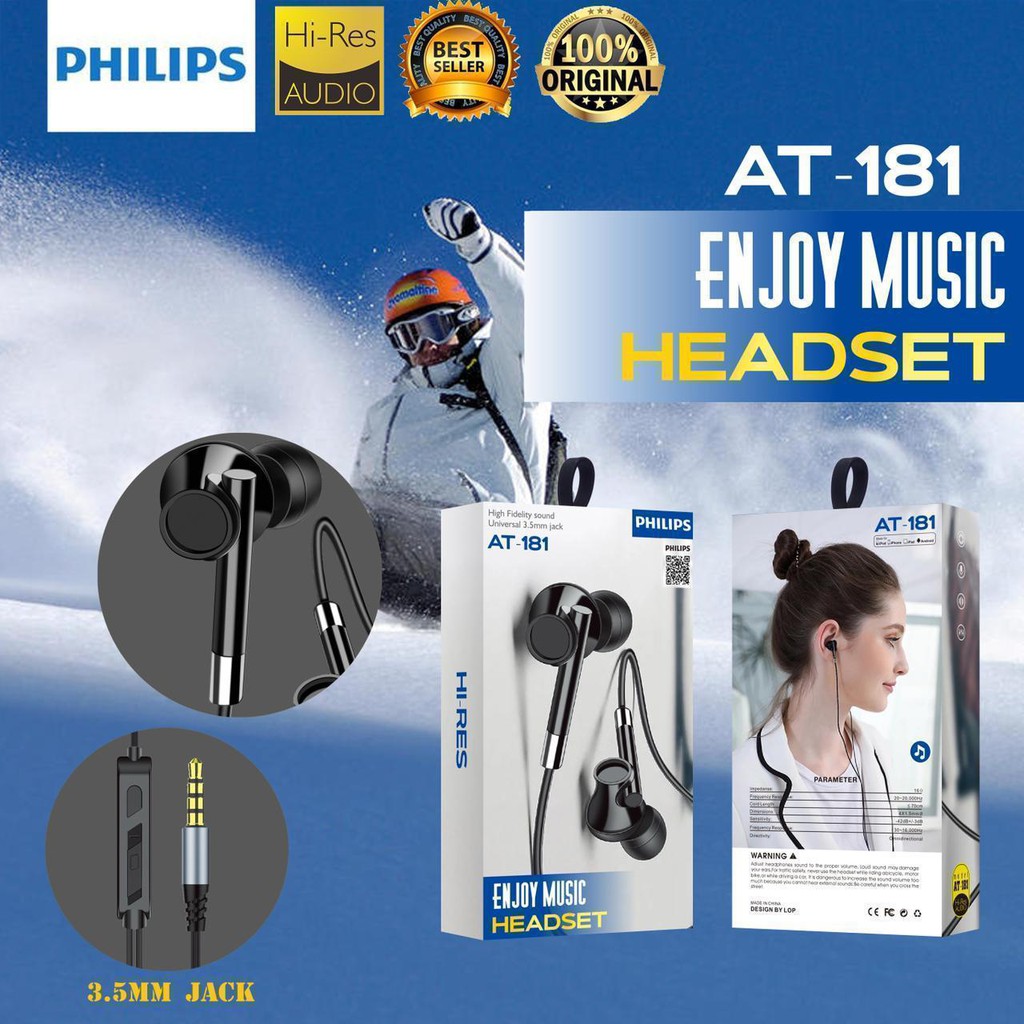 HANDSFREE PHILIPS earphone philips AT118+/ AT181/ TM911/ AT036/ J778/ VMT118/ AT119/ VA258/ QP268