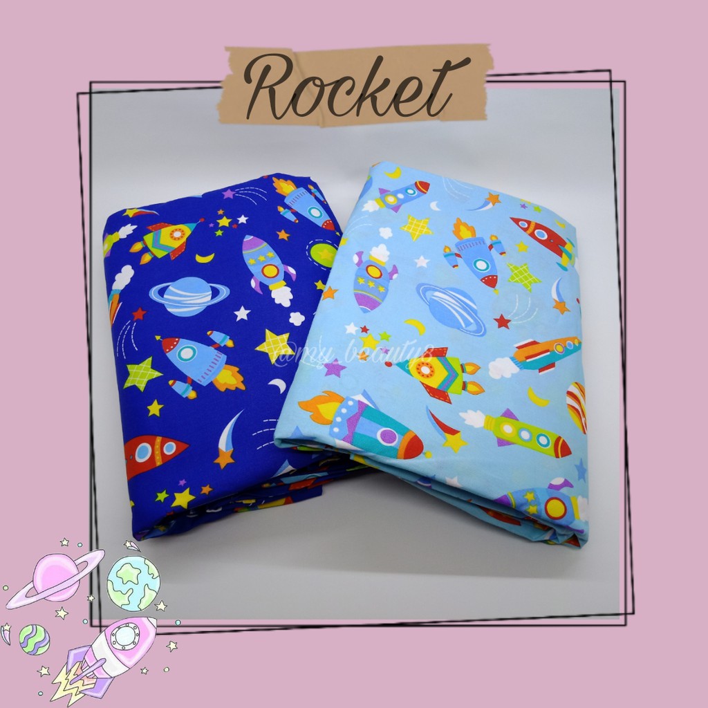 Kain Perca Katun Motif Rocket