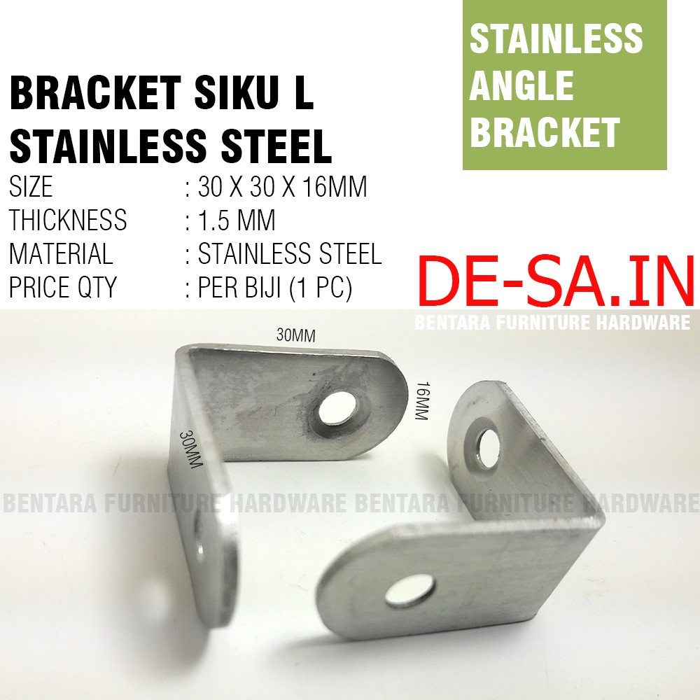 30 MM Siku Stainless Steel / Zinc Plate Braket Siku Mini 30 x 30 MM - L-Shaped Angle Bracket Fastener