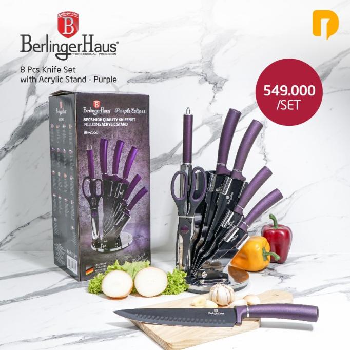 

PISAU SET - BERLINGER HAUS KNIFE SET OF 8PC WITH ACRYLIC STAND PURPLE BVN65496G