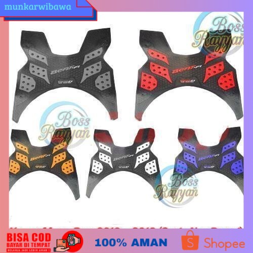 (BISA COD) KARPET KARET F ASESORIS VARIASI RACING SEPEDA MOTOR HONDA BEAT FI - Putih