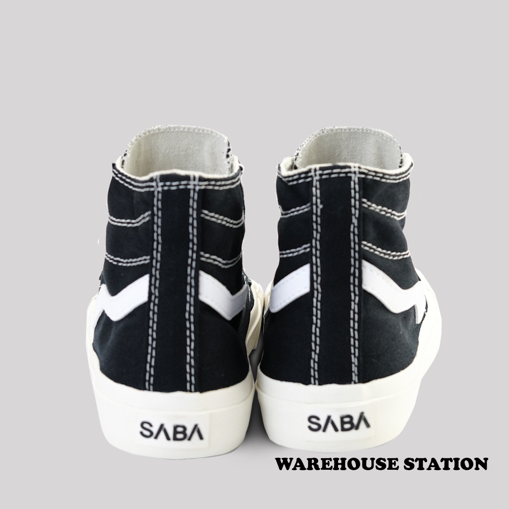 SABA Veloz High Black White - Sepatu Sneakers Casual Pria Wanita