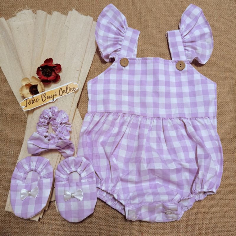 Baju jumper 0 6 bulan bando lucu bestseller anak bayi cewek perempuan murah-Nabila ungu
