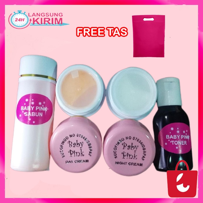 [1 Set] Cream Baby Pink / Paket Babypink Sucofindo - 15gr Krim Perawatan Wajah 4 in 1 Day Night Cream Toner Facial Wash | Pemutih Pengencang Wajah Glowing Cantik Cerah Bersinar | Pengecil Pori Penghilang Jerawat Skin Care - Original