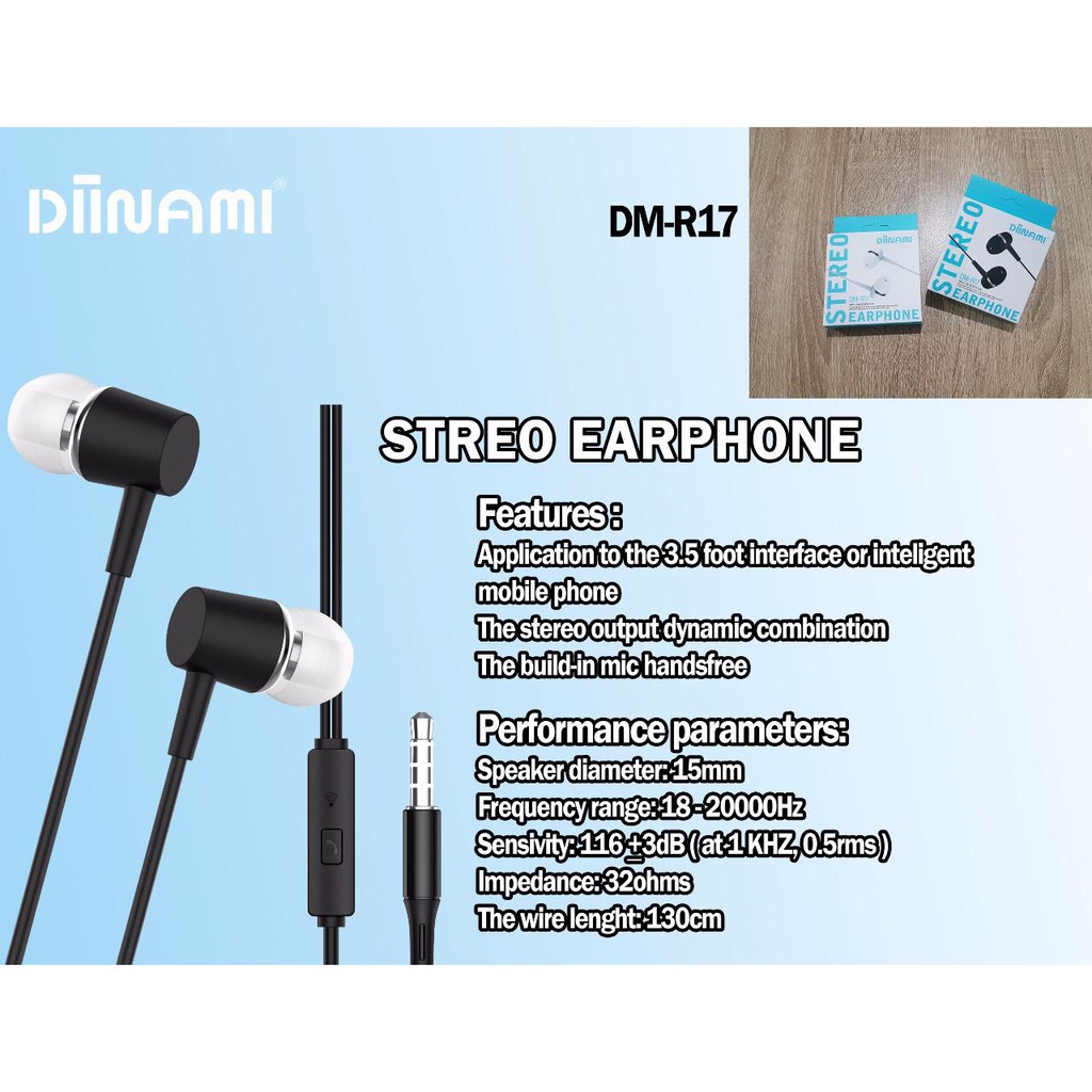 [RO ACC] DM-R17 DINAMI HEADSET JACK 3.5MM STEREO UNIVERSAL EARBUD