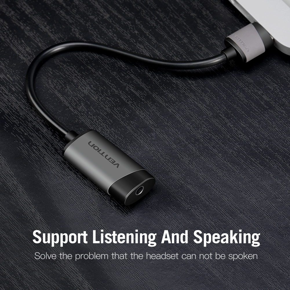 Vention Sound Card USB External 3.5mm USB to Jack 3.5mm untuk Microphone Adapter